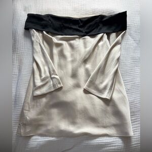 Abercrombie size small silk Off-Shoulder Two-Tone Dress Top in Cream and Black